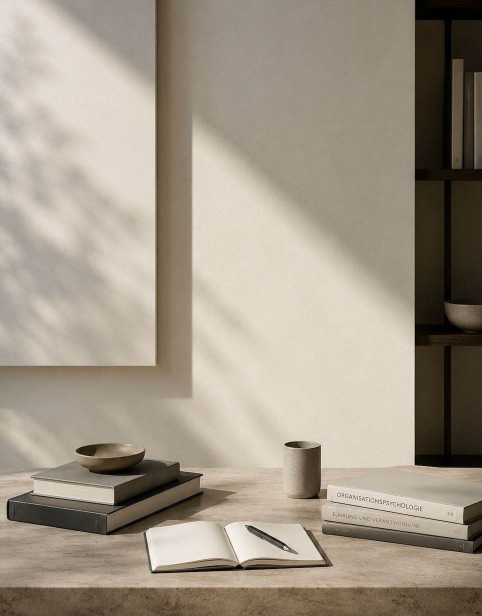Bibliothek mit Schreibtisch und natürlichem Licht